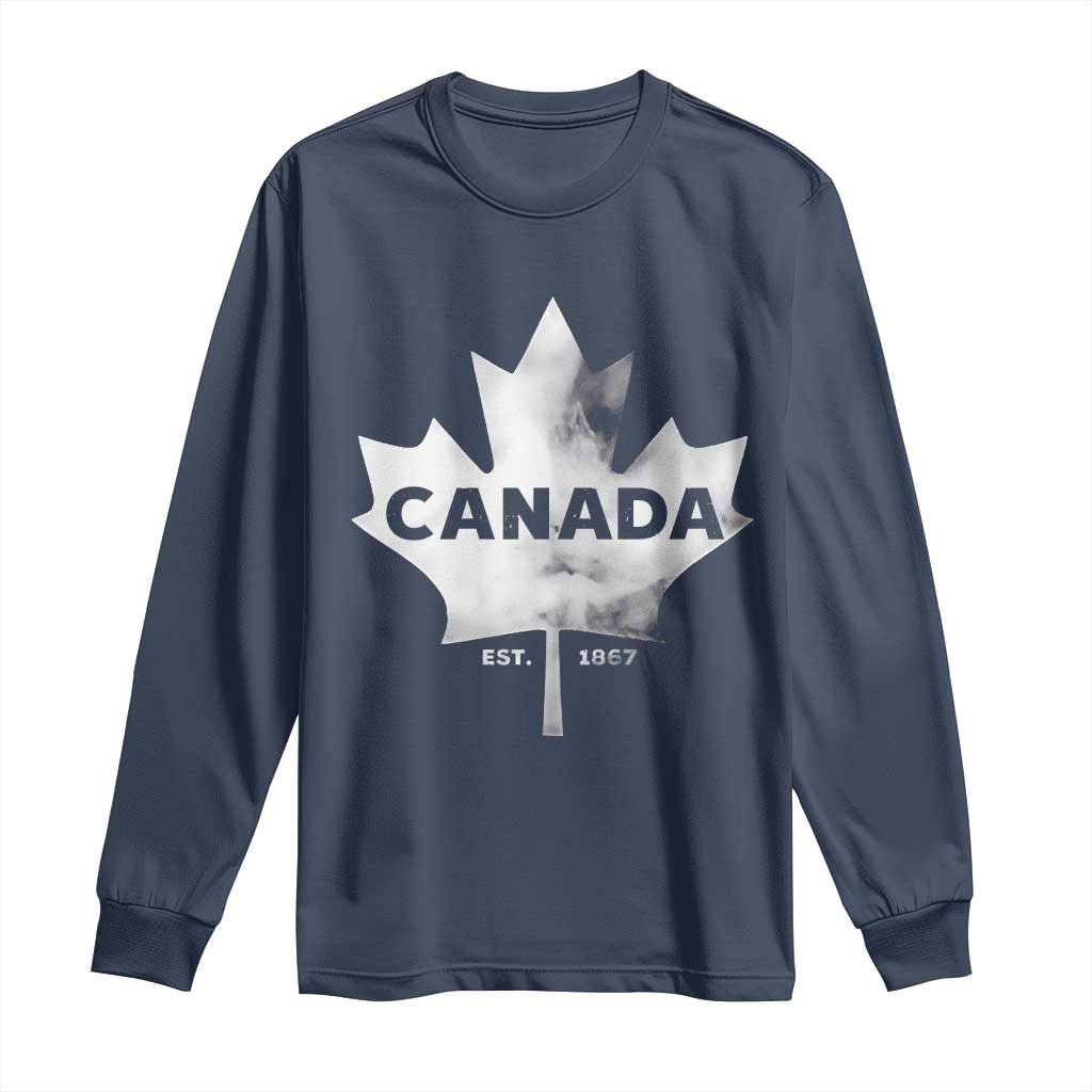 Canada Flag Long Sleeve Shirt Canadian Maple Leaf Vintage Retro Sport - Wonder Print Shop