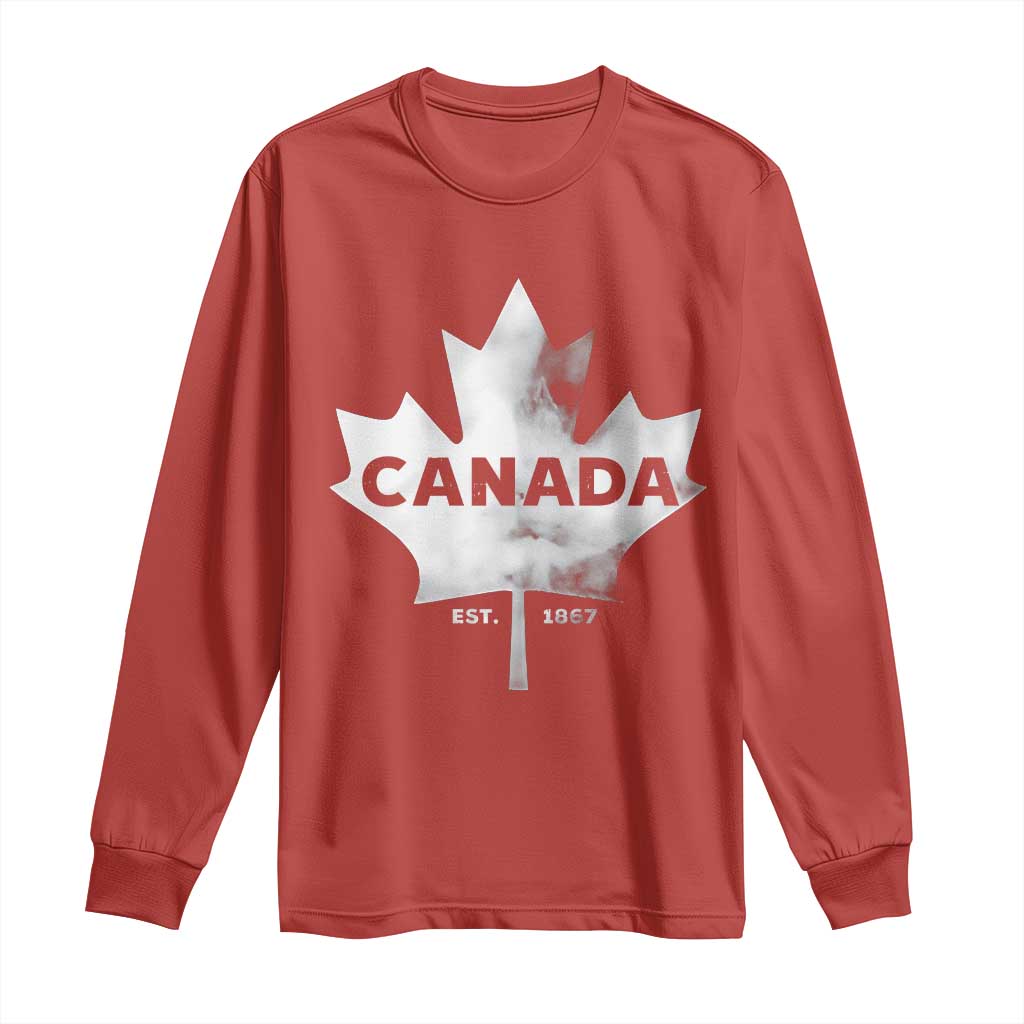 Canada Flag Long Sleeve Shirt Canadian Maple Leaf Vintage Retro Sport - Wonder Print Shop