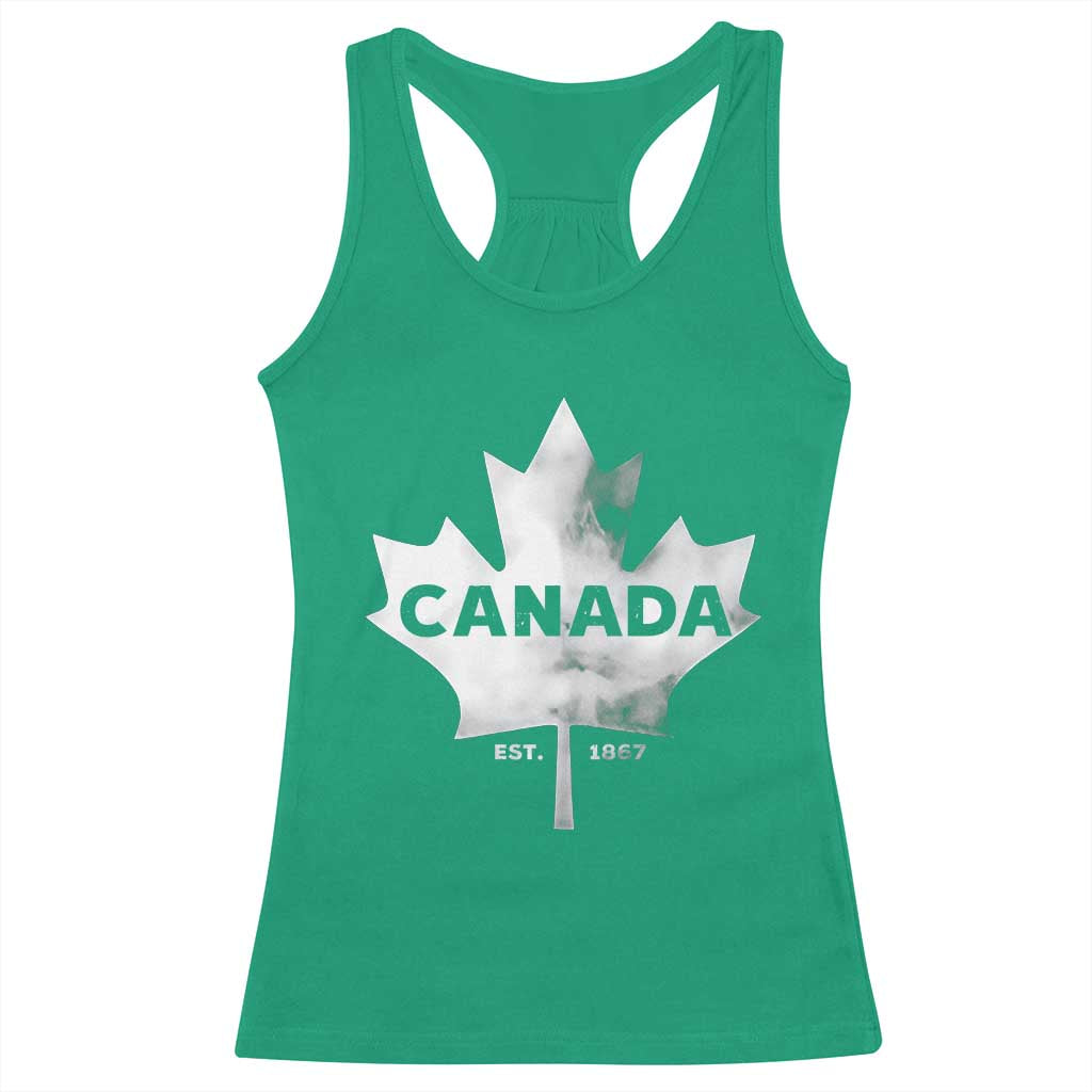 Canada Flag Racerback Tank Top Canadian Maple Leaf Vintage Retro Sport - Wonder Print Shop