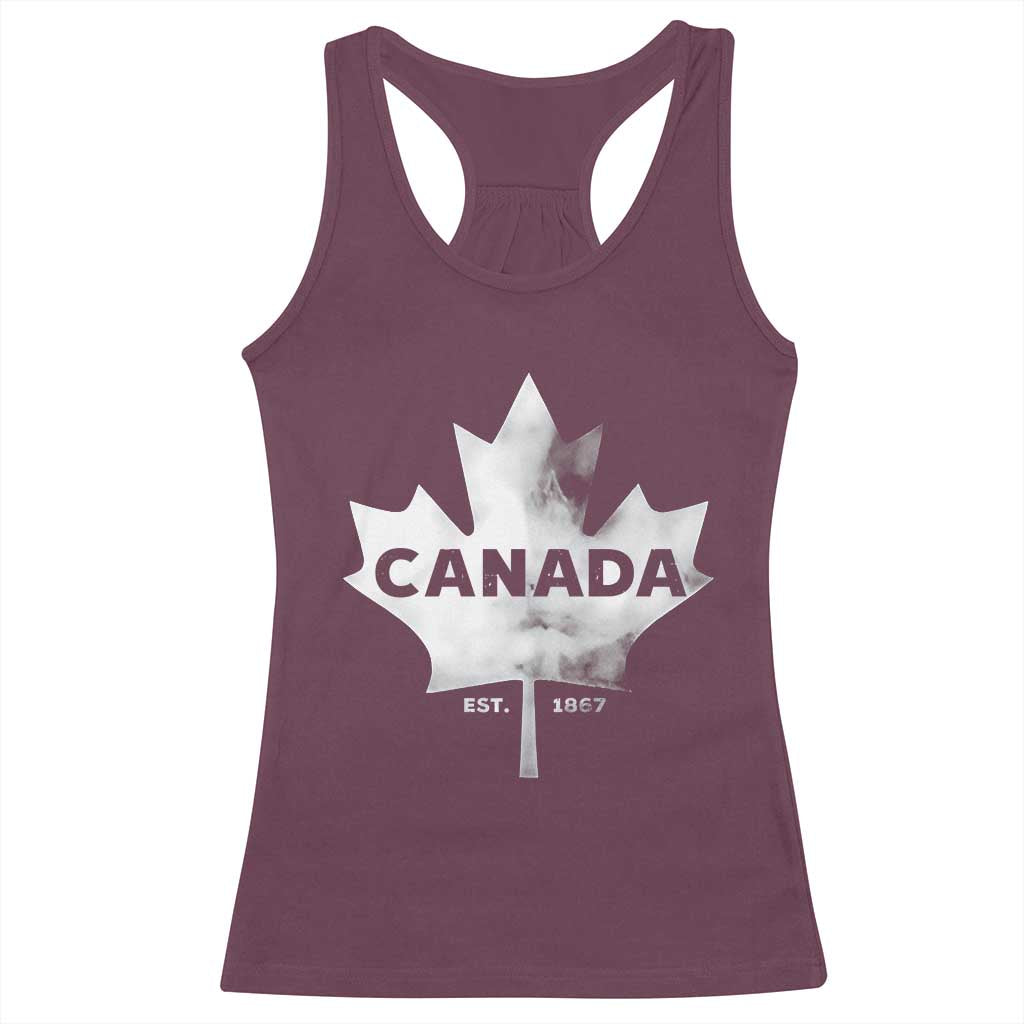 Canada Flag Racerback Tank Top Canadian Maple Leaf Vintage Retro Sport - Wonder Print Shop