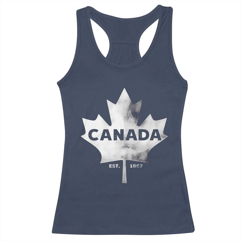 Canada Flag Racerback Tank Top Canadian Maple Leaf Vintage Retro Sport - Wonder Print Shop