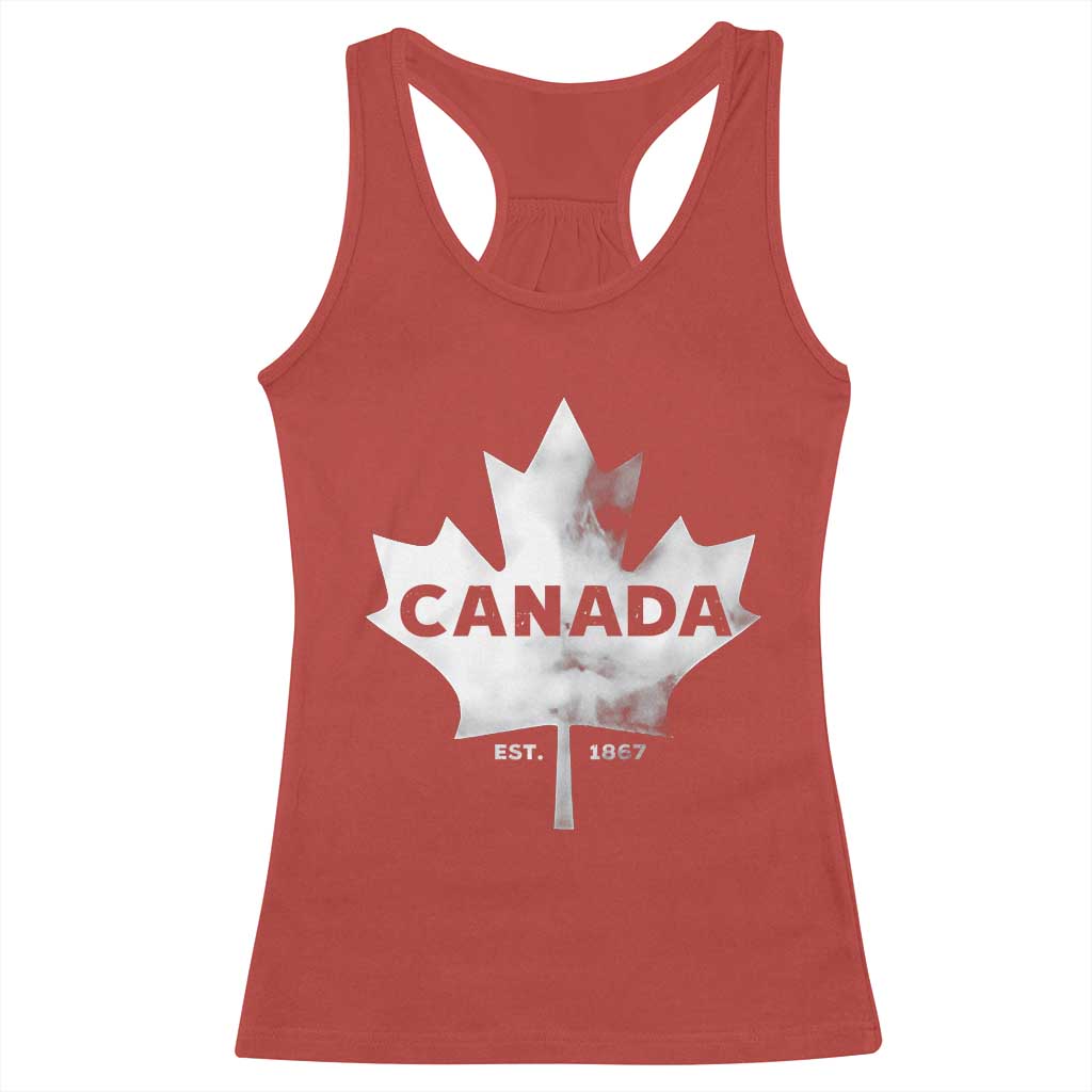 Canada Flag Racerback Tank Top Canadian Maple Leaf Vintage Retro Sport - Wonder Print Shop