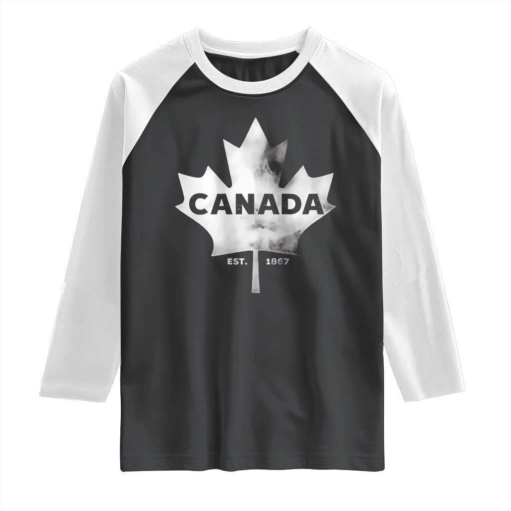 Canada Flag Raglan Shirt Canadian Maple Leaf Vintage Retro Sport - Wonder Print Shop