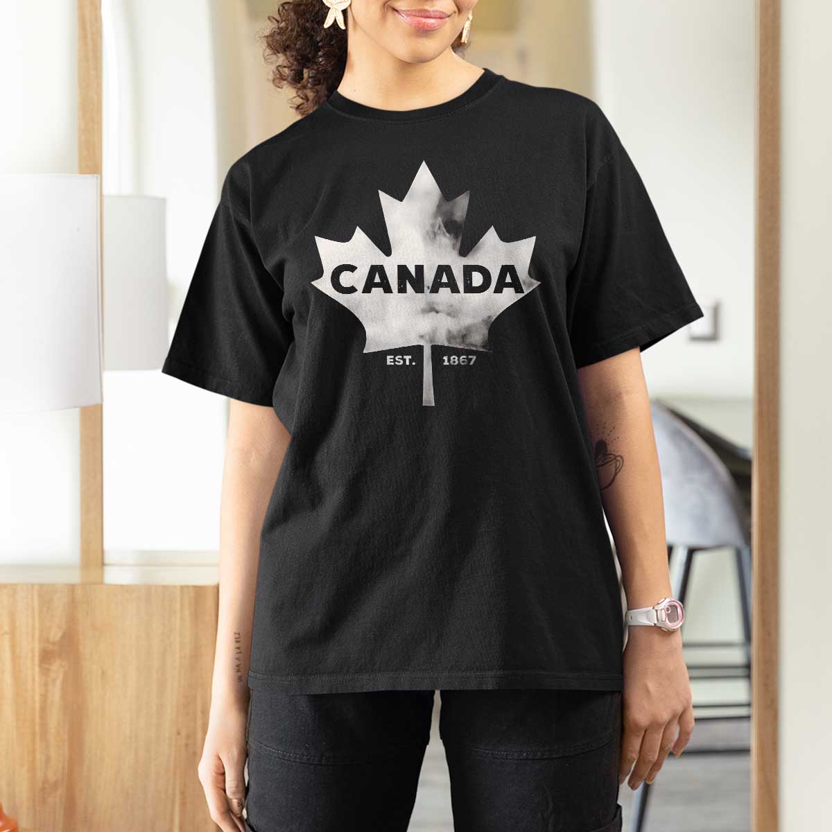 Canada Flag T Shirt For Women Canadian Maple Leaf Vintage Retro Sport - Wonder Print Shop