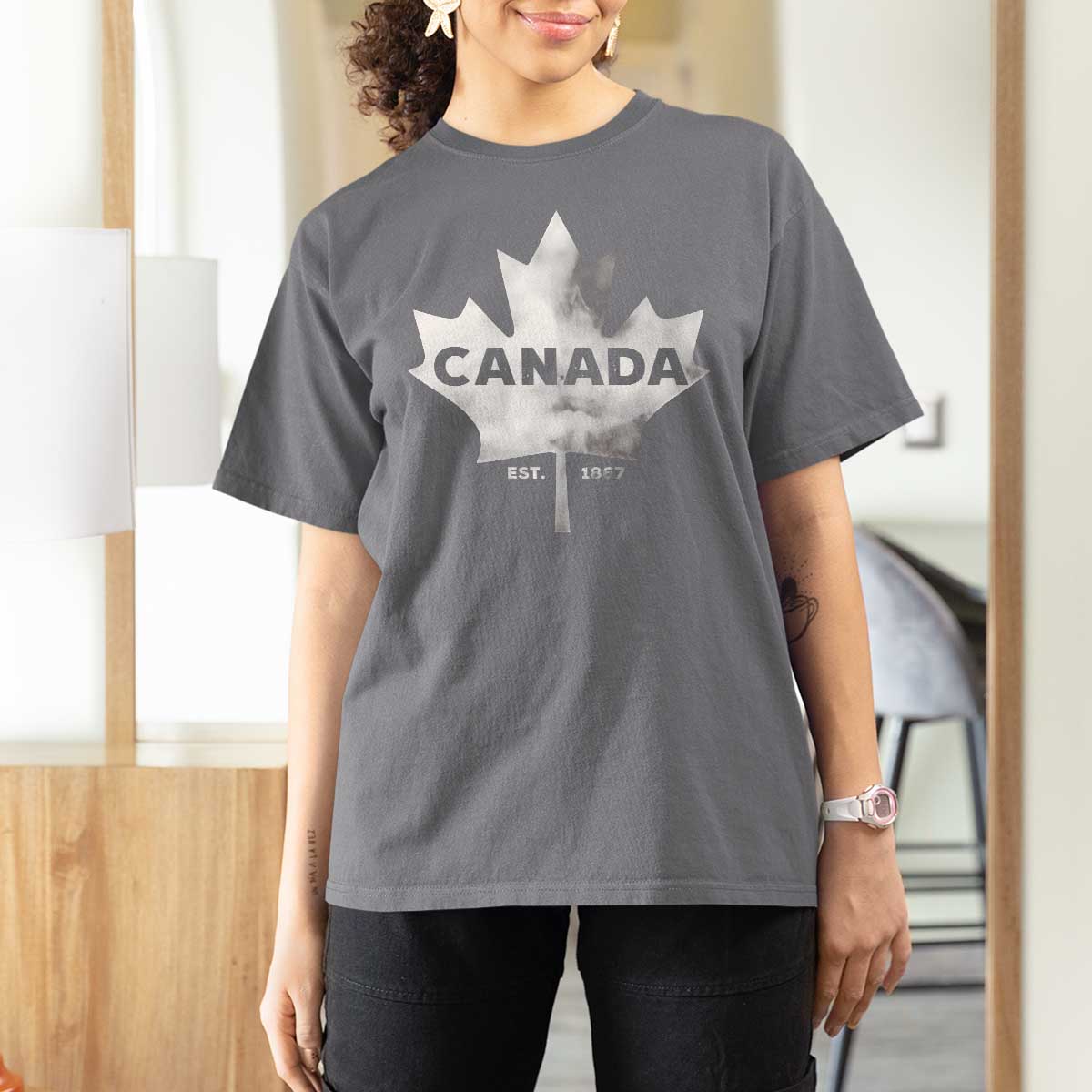 Canada Flag T Shirt For Women Canadian Maple Leaf Vintage Retro Sport - Wonder Print Shop