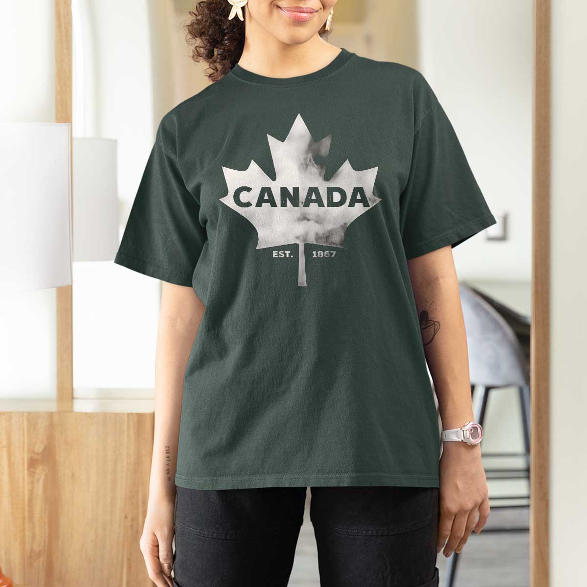 Canada Flag T Shirt For Women Canadian Maple Leaf Vintage Retro Sport - Wonder Print Shop