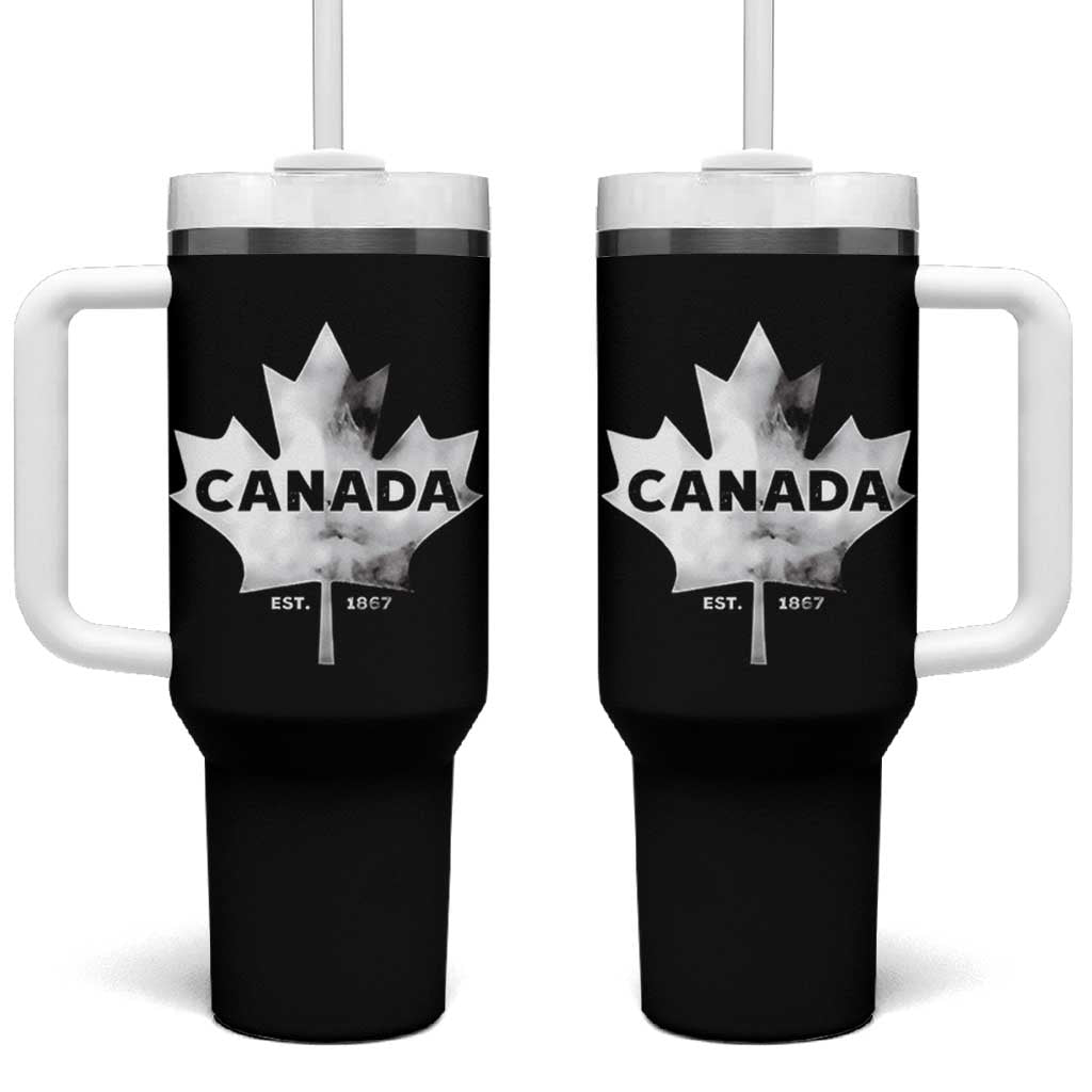 Canada Flag Tumbler With Handle Canadian Maple Leaf Vintage Retro Sport - Wonder Print Shop