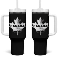 Canada Flag Tumbler With Handle Canadian Maple Leaf Vintage Retro Sport - Wonder Print Shop