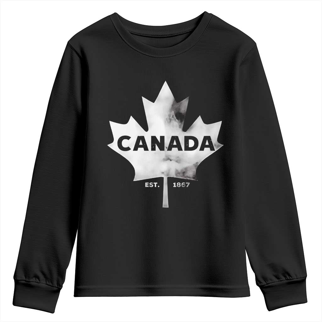 Canada Flag Youth Sweatshirt Canadian Maple Leaf Vintage Retro Sport - Wonder Print Shop