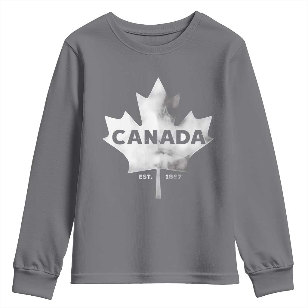 Canada Flag Youth Sweatshirt Canadian Maple Leaf Vintage Retro Sport - Wonder Print Shop