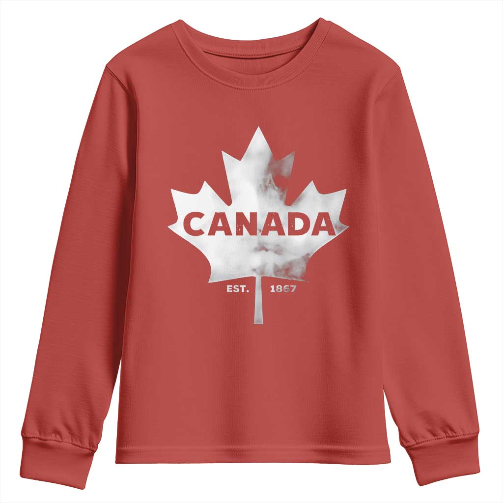 Canada Flag Youth Sweatshirt Canadian Maple Leaf Vintage Retro Sport - Wonder Print Shop