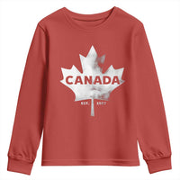 Canada Flag Youth Sweatshirt Canadian Maple Leaf Vintage Retro Sport - Wonder Print Shop