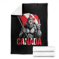 Bigfoot Canada Flag Throw Blanket Canadian Maple Leaf Patriotic Sasquatch