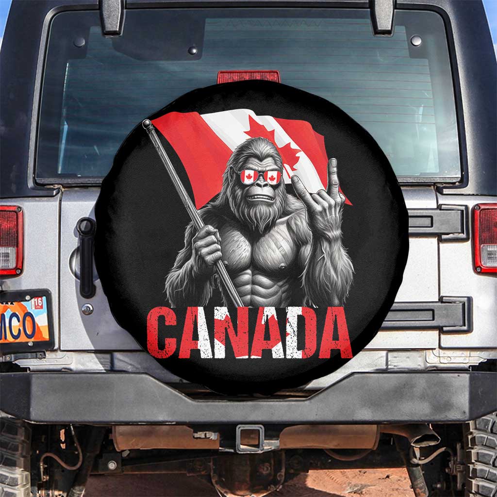 Bigfoot Canada Flag Spare Tire Cover Canadian Maple Leaf Patriotic Sasquatch