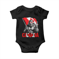 Bigfoot Canada Flag Baby Onesie Canadian Maple Leaf Patriotic Sasquatch