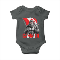 Bigfoot Canada Flag Baby Onesie Canadian Maple Leaf Patriotic Sasquatch