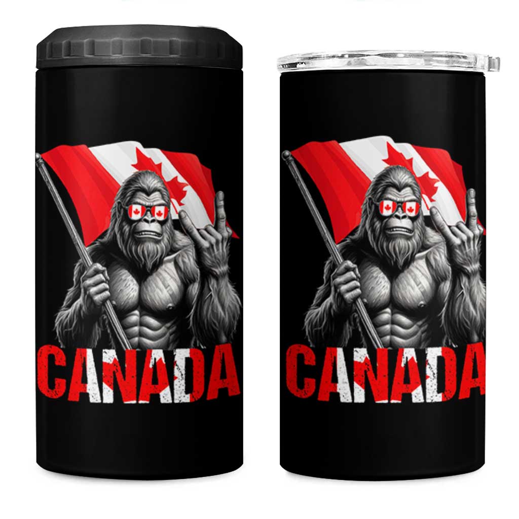 Bigfoot Canada Flag 4 in 1 Can Cooler Tumbler Canadian Maple Leaf Patriotic Sasquatch