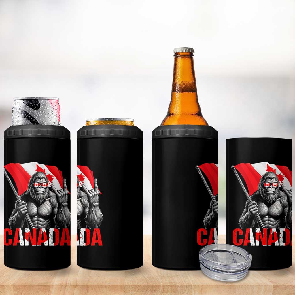 Bigfoot Canada Flag 4 in 1 Can Cooler Tumbler Canadian Maple Leaf Patriotic Sasquatch