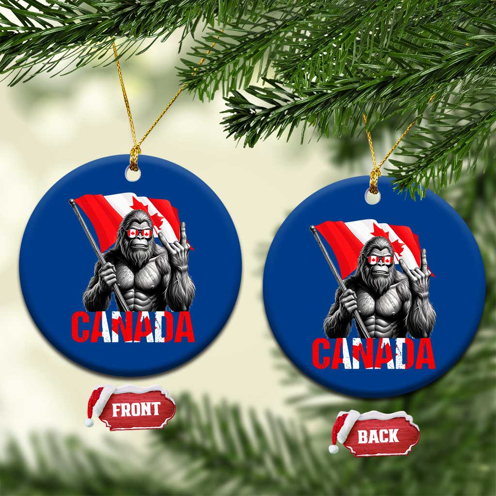 Bigfoot Canada Flag Ceramic Ornament Canadian Maple Leaf Patriotic Sasquatch