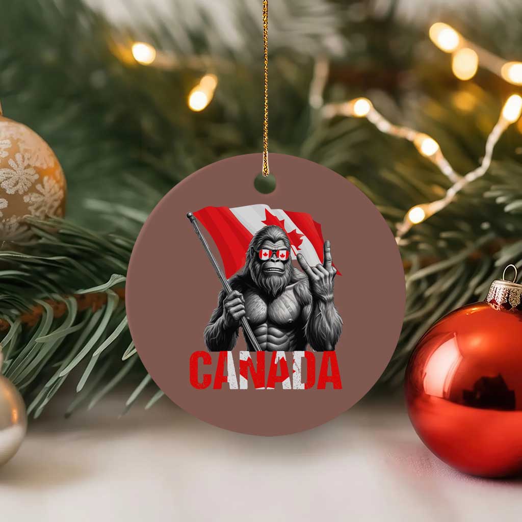 Bigfoot Canada Flag Ceramic Ornament Canadian Maple Leaf Patriotic Sasquatch