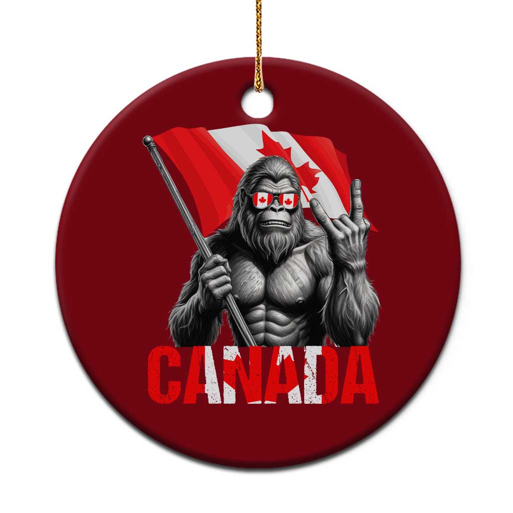 Bigfoot Canada Flag Ceramic Ornament Canadian Maple Leaf Patriotic Sasquatch