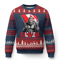 Bigfoot Canada Flag Ugly Christmas Sweater Canadian Maple Leaf Patriotic Sasquatch
