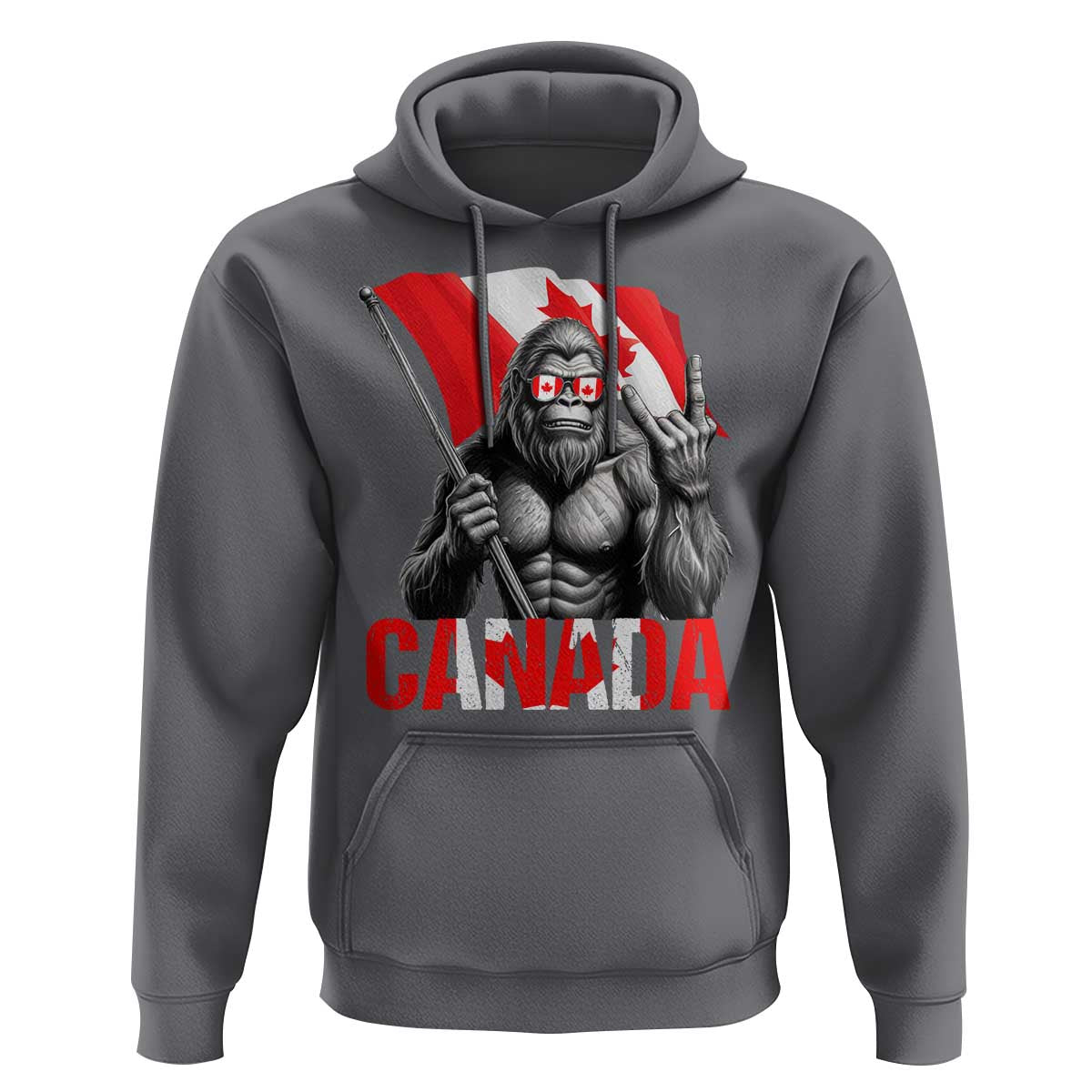 Bigfoot Canada Flag Hoodie Canadian Maple Leaf Patriotic Sasquatch