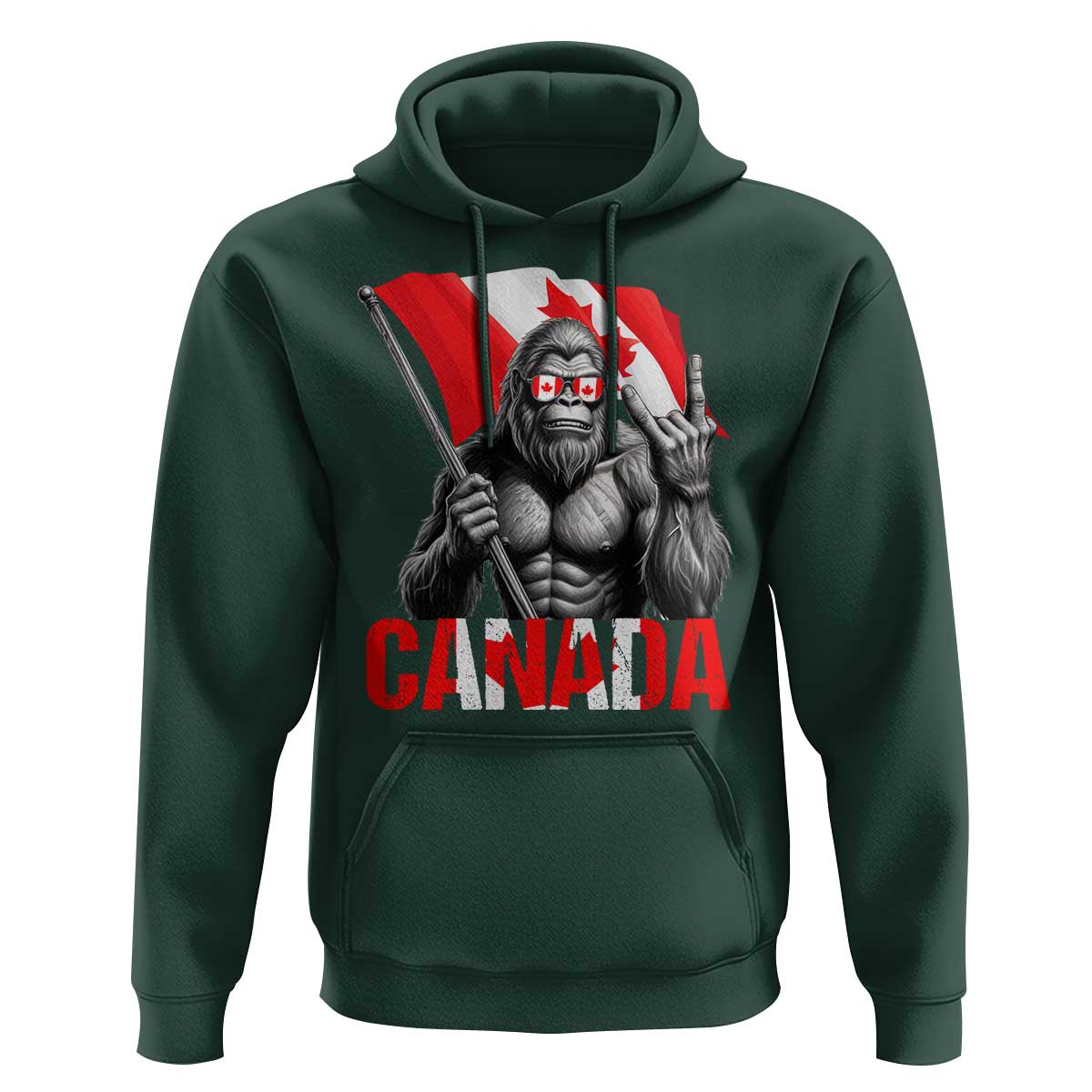 Bigfoot Canada Flag Hoodie Canadian Maple Leaf Patriotic Sasquatch