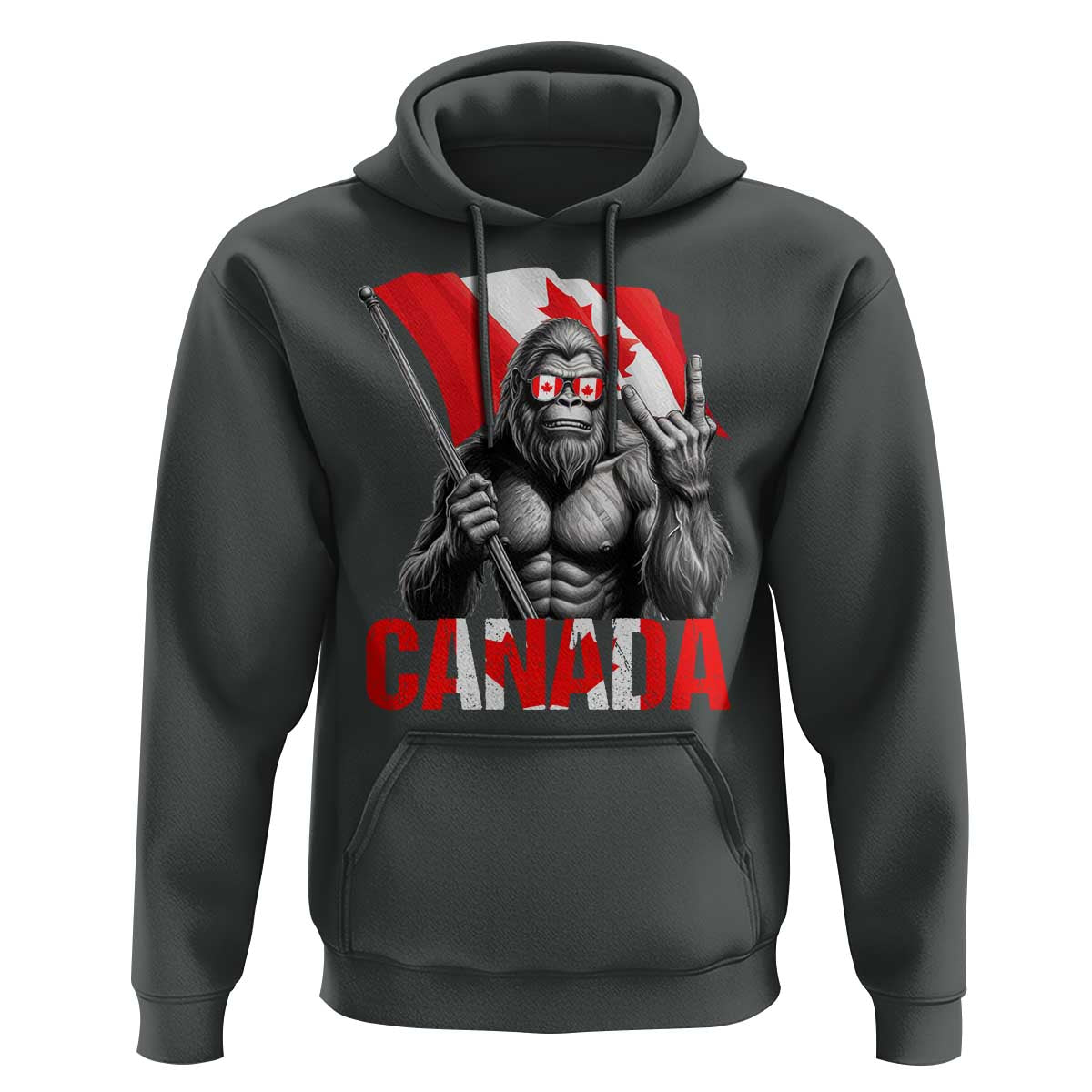 Bigfoot Canada Flag Hoodie Canadian Maple Leaf Patriotic Sasquatch