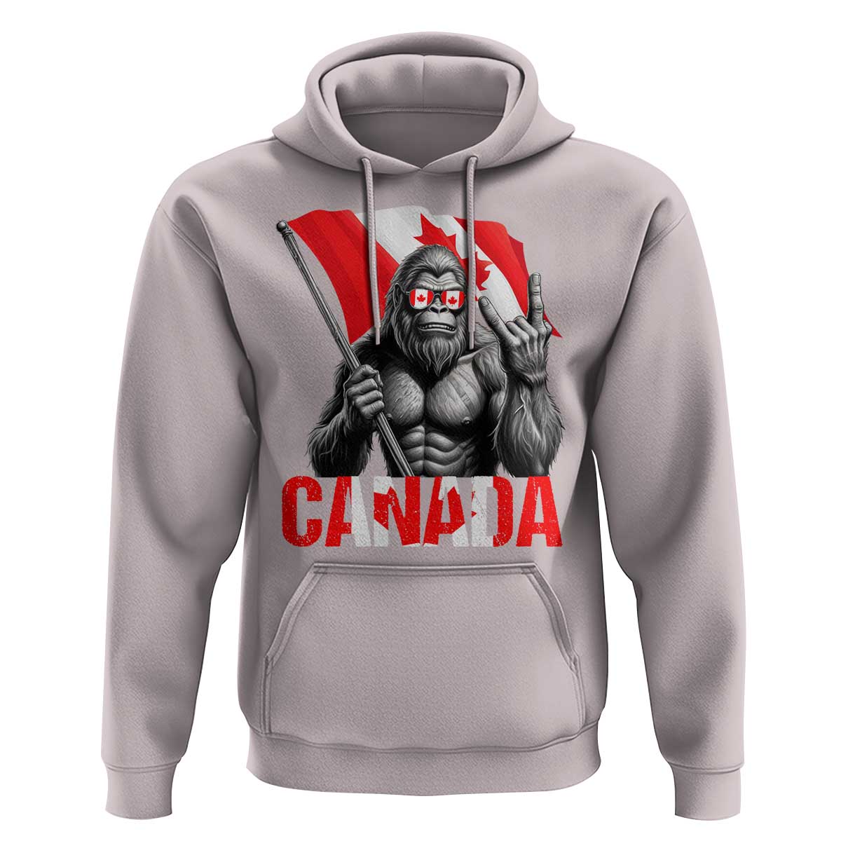 Bigfoot Canada Flag Hoodie Canadian Maple Leaf Patriotic Sasquatch
