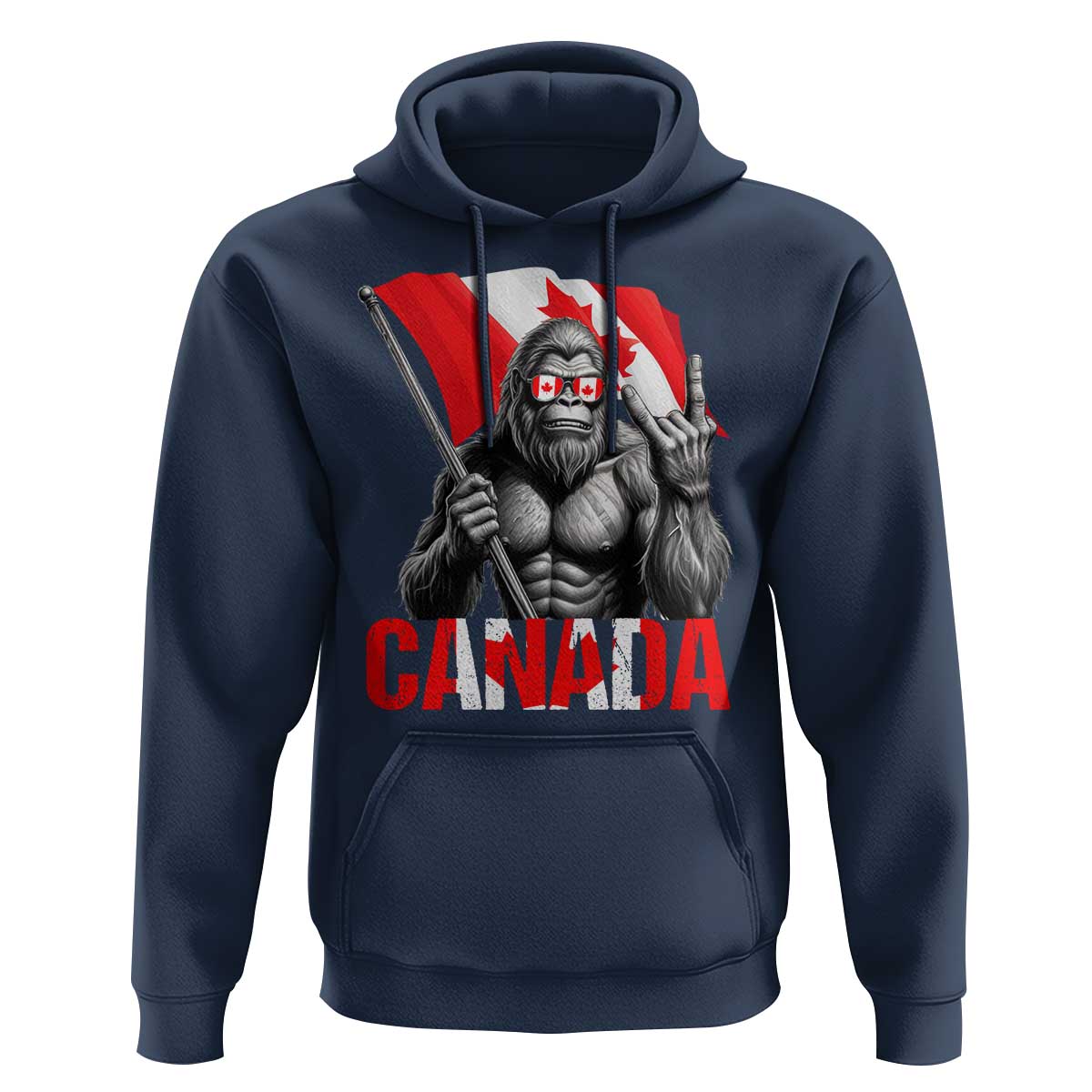 Bigfoot Canada Flag Hoodie Canadian Maple Leaf Patriotic Sasquatch