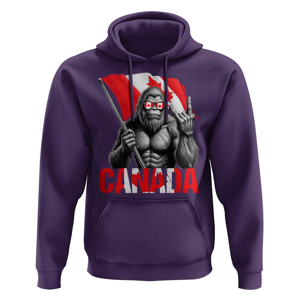 Bigfoot Canada Flag Hoodie Canadian Maple Leaf Patriotic Sasquatch