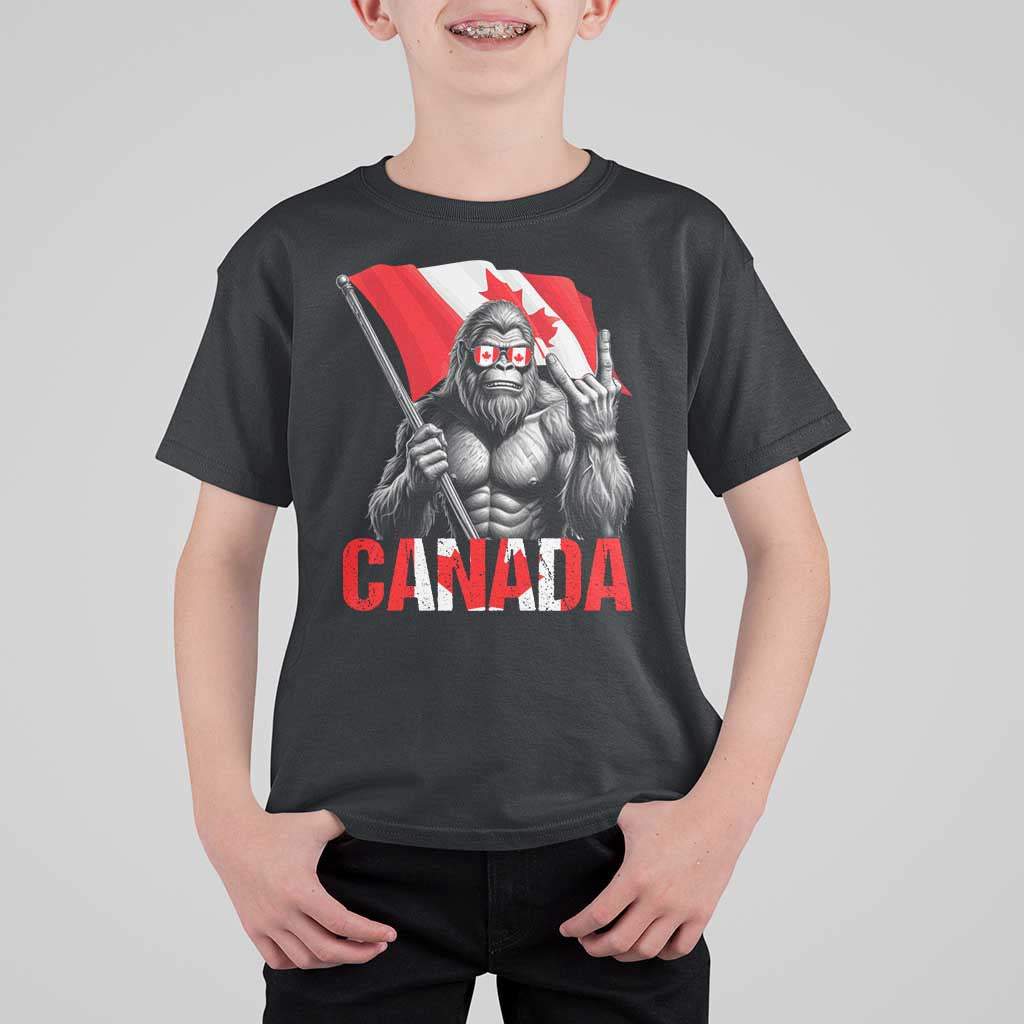 Bigfoot Canada Flag T Shirt For Kid Canadian Maple Leaf Patriotic Sasquatch