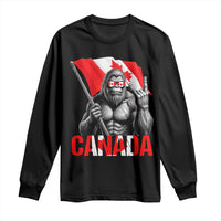 Bigfoot Canada Flag Long Sleeve Shirt Canadian Maple Leaf Patriotic Sasquatch