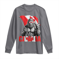 Bigfoot Canada Flag Long Sleeve Shirt Canadian Maple Leaf Patriotic Sasquatch