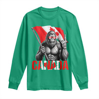 Bigfoot Canada Flag Long Sleeve Shirt Canadian Maple Leaf Patriotic Sasquatch
