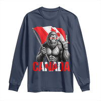 Bigfoot Canada Flag Long Sleeve Shirt Canadian Maple Leaf Patriotic Sasquatch