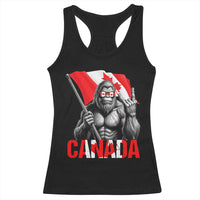 Bigfoot Canada Flag Racerback Tank Top Canadian Maple Leaf Patriotic Sasquatch