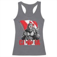 Bigfoot Canada Flag Racerback Tank Top Canadian Maple Leaf Patriotic Sasquatch