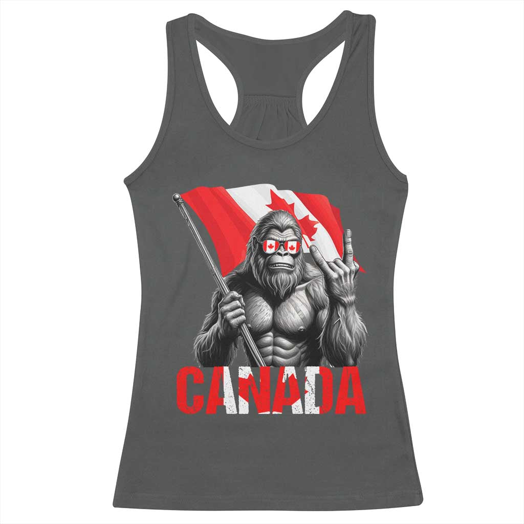 Bigfoot Canada Flag Racerback Tank Top Canadian Maple Leaf Patriotic Sasquatch