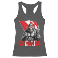 Bigfoot Canada Flag Racerback Tank Top Canadian Maple Leaf Patriotic Sasquatch