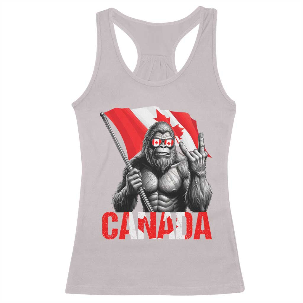 Bigfoot Canada Flag Racerback Tank Top Canadian Maple Leaf Patriotic Sasquatch