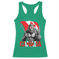 Bigfoot Canada Flag Racerback Tank Top Canadian Maple Leaf Patriotic Sasquatch