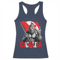 Bigfoot Canada Flag Racerback Tank Top Canadian Maple Leaf Patriotic Sasquatch