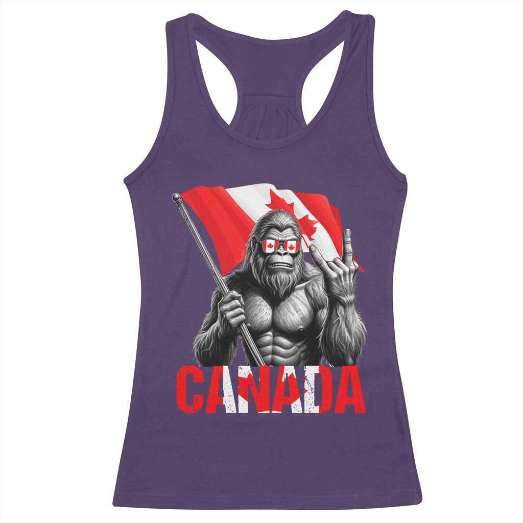 Bigfoot Canada Flag Racerback Tank Top Canadian Maple Leaf Patriotic Sasquatch