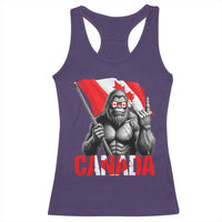 Bigfoot Canada Flag Racerback Tank Top Canadian Maple Leaf Patriotic Sasquatch