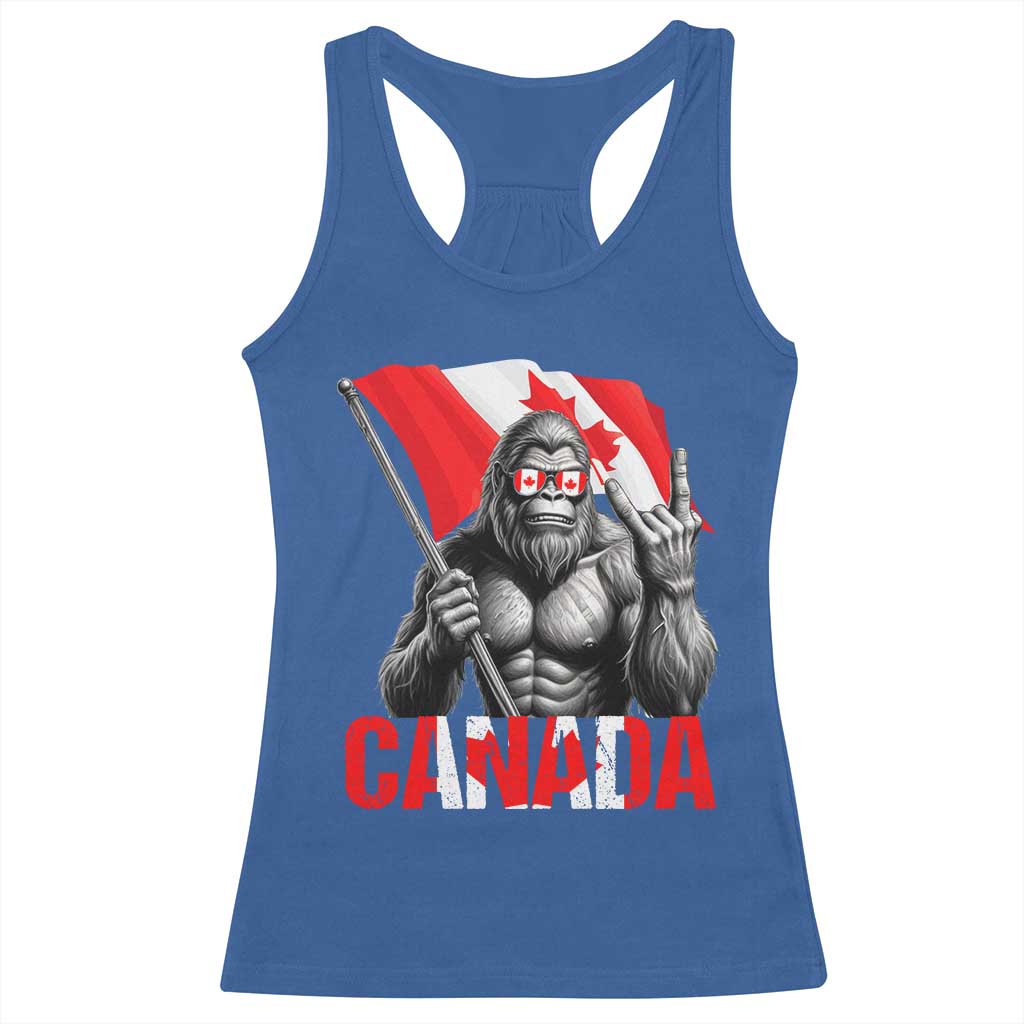 Bigfoot Canada Flag Racerback Tank Top Canadian Maple Leaf Patriotic Sasquatch
