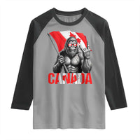 Bigfoot Canada Flag Raglan Shirt Canadian Maple Leaf Patriotic Sasquatch