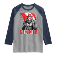 Bigfoot Canada Flag Raglan Shirt Canadian Maple Leaf Patriotic Sasquatch