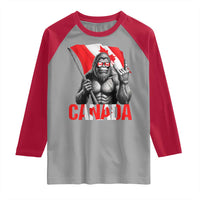 Bigfoot Canada Flag Raglan Shirt Canadian Maple Leaf Patriotic Sasquatch